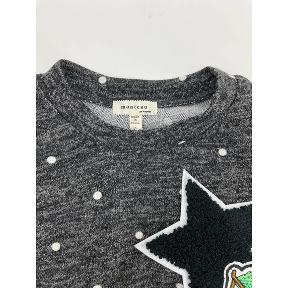 Monteau Girl's Star & Cherries Grey Polka-Dot Short Sleeve Top Small NEW - Picture 4 of 4